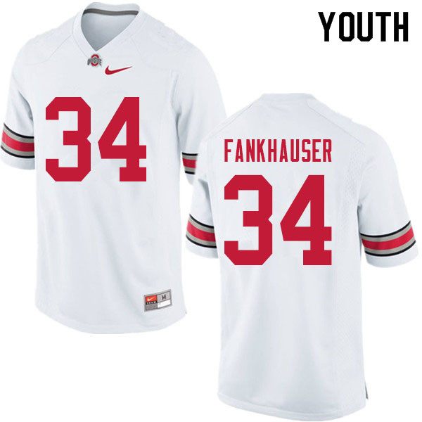 Ohio State Buckeyes Owen Fankhauser Youth #34 White Authentic Stitched College Football Jersey